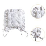 Maxbell Ruffle Chair Cushion Elegant Ruffled Chair Pad for Kitchen Farmhouse Country White