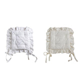 Maxbell Ruffle Chair Cushion Elegant Ruffled Chair Pad for Kitchen Farmhouse Country White