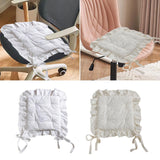Maxbell Ruffle Chair Cushion Elegant Ruffled Chair Pad for Kitchen Farmhouse Country White