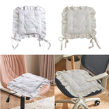 Maxbell Ruffle Chair Cushion Elegant Ruffled Chair Pad for Kitchen Farmhouse Country White