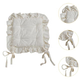 Maxbell Ruffle Chair Cushion Elegant Ruffled Chair Pad for Kitchen Farmhouse Country Beige