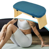 Maxbell Meditation Bench Comfortable with Soft Cushion Folding Wooden Kneeling Stool Blue