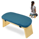 Maxbell Meditation Bench Comfortable with Soft Cushion Folding Wooden Kneeling Stool Blue
