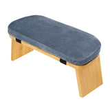 Maxbell Meditation Bench Comfortable with Soft Cushion Folding Wooden Kneeling Stool Gray Blue