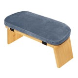 Maxbell Meditation Bench Comfortable with Soft Cushion Folding Wooden Kneeling Stool Gray Blue