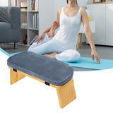 Maxbell Meditation Bench Comfortable with Soft Cushion Folding Wooden Kneeling Stool Gray Blue