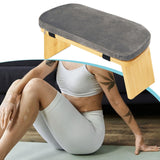 Maxbell Meditation Bench Comfortable with Soft Cushion Folding Wooden Kneeling Stool Gray