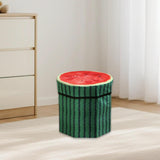 Maxbell Folding Storage Ottoman Funny Stylish Foot Stool for Dorm Entryway Furniture Watermelon
