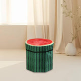 Maxbell Folding Storage Ottoman Funny Stylish Foot Stool for Dorm Entryway Furniture Watermelon