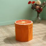 Maxbell Folding Storage Ottoman Funny Stylish Foot Stool for Dorm Entryway Furniture Orange