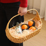 Maxbell Woven Picnic Basket Shopping Kitchen Counter Imitation Rattan Storage Basket 37cmx29cm