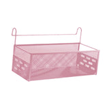 Maxbell Bedside Hanging Storage Basket Iron Rack for School Apartment Bed & Bunk Bed Pink