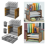 Maxbell 4 Tier Wood Desk Organizer Paper Letter Tray Organiser for Letters Documents Without Drawer