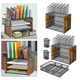 Maxbell 4 Tier Wood Desk Organizer Paper Letter Tray Organiser for Letters Documents Without Drawer