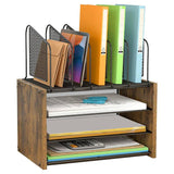 Maxbell 4 Tier Wood Desk Organizer Paper Letter Tray Organiser for Letters Documents Without Drawer
