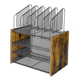Maxbell 4 Tier Wood Desk Organizer Paper Letter Tray Organiser for Letters Documents Without Drawer