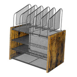 Maxbell 4 Tier Wood Desk Organizer Paper Letter Tray Organiser for Letters Documents Without Drawer
