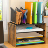 Maxbell 4 Tier Wood Desk Organizer Paper Letter Tray Organiser for Letters Documents Without Drawer