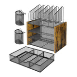 Maxbell 4 Tier Wood Desk Organizer Paper Letter Tray Organiser for Letters Documents and Drawer