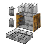Maxbell 4 Tier Wood Desk Organizer Paper Letter Tray Organiser for Letters Documents and Drawer