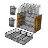 Maxbell 4 Tier Wood Desk Organizer Paper Letter Tray Organiser for Letters Documents and Drawer