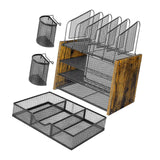 Maxbell 4 Tier Wood Desk Organizer Paper Letter Tray Organiser for Letters Documents and Drawer