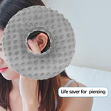 Maxbell Ear Piercing Pillow Round Shaped Soft Travel Easy Clean Side Sleeping Pillow Gray