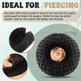 Maxbell Ear Piercing Pillow Round Shaped Soft Travel Easy Clean Side Sleeping Pillow Black