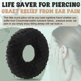 Maxbell Ear Piercing Pillow Round Shaped Soft Travel Easy Clean Side Sleeping Pillow Black