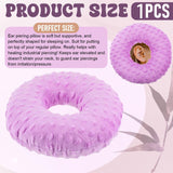 Maxbell Ear Piercing Pillow Round Shaped Soft Travel Easy Clean Side Sleeping Pillow Violet
