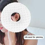 Maxbell Ear Piercing Pillow Round Shaped Soft Travel Easy Clean Side Sleeping Pillow White