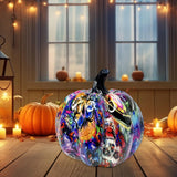 Maxbell Pumpkin Figurine Resin Mini Halloween Decor for Thanksgiving Tabletop Mantel L purple