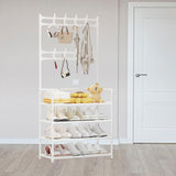 Maxbell Coat Hanger Handbag Gifts Space Saving Shoe Rack for Entryway Bedroom Garage Black