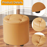 Maxbell Small Foot Stool Pouf Ottoman Step Stool Footrest for Bedroom Indoor Nursery Orange