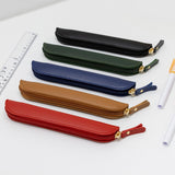 Maxbell Pencil Case Thin Retro Style Aesthetic Pen Bag for Boys Girls Makeup Office Blue