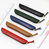 Maxbell Pencil Case Thin Retro Style Aesthetic Pen Bag for Boys Girls Makeup Office Blue