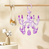 Maxbell Hanging Drying Rack Laundry Drying Rack Windproof for Baby Clothes Socks Bra Purple