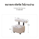 Maxbell Modern Rolling Low Stool, Movable Sofa Ottoman with Backrest, Cat Paw PU Leather, quiet-glide Universal casters, Multipurpose Living Room Small Chair, comfortable Stylish No Backrest Cream