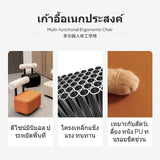 Maxbell Modern Rolling Low Stool, Movable Sofa Ottoman with Backrest, Cat Paw PU Leather, quiet-glide Universal casters, Multipurpose Living Room Small Chair, comfortable Stylish Backrest Black