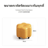 Maxbell Small hardwood Wood Cute Stool, Upholstered Round Mushroom Vanity Ottoman, Soft Footrest for Living Room, Entryway, Bedroom, Multi-Functional Kids Chair, Greetings season spring hare, 28cm x 20cm Light Yellow