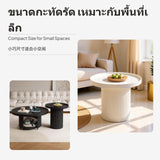 Maxbell 2-Piece Modern Cream design Coffee Table Set, French circular table, PetCompatible Small Space Living Room Accent Table, Metal Movable Sofa Side Table, Light Luxury, Gray Black