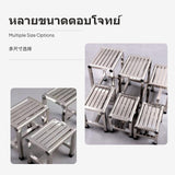 Maxbell Stainless Steel Low Stool, Waterproof Small Bench, Anti-Slip Bathroom Stool, Thickened Metal Stool for Kitchen, Elderly & Factory Table, 3 Height choices, Optional Bamboo/Cane pad 30cm