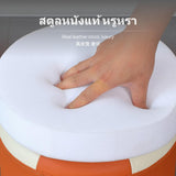 Maxbell Leather Ottoman, Round Stool with High-Elastic Sponge, Modern Accent Rustic Footrest, Multi-Functional Shoe Bench for Entryway & Living Room, Wood Frame, 32cm Dia, 35cm/40cm Height, Assorted hues Vibrant Orange White