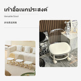 Maxbell 2-Piece Transparent Acrylic Stool Set with casters, Ergonomic Backrest & Soft padding, Modern Minimalist Small Rolling Chair for Home, Kids, Multi-Function, Moveable Coffee