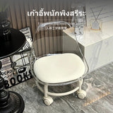 Maxbell 2-Piece Transparent Acrylic Stool Set with casters, Ergonomic Backrest & Soft padding, Modern Minimalist Small Rolling Chair for Home, Kids, Multi-Function, Moveable Green