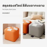 Maxbell Small Wooden Stool, paw-resistant Resistant Leather Upholstery, Modern Minimalist Design, Multi-Height Padded Footstool, nesting Ottoman, connectable design Accent for Living Room, Entryway, Bedroom Light Gray 35H