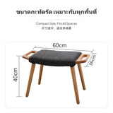 Maxbell Nordic hardwood Wood Stool, Upholstered Footstool, Entryway Shoe Bench, Small Fabric Ottoman, Multipurpose Oak Stool for Living Room, Bedroom, Vanity, Home Walnut Coffee