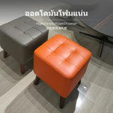 Maxbell Genuine Leather Ottoman Stool Genuine Leather Ottoman Stool, sturdy Wood Frame, Modern Square Leather Footrest, Multipurpose Shoe Bench for Living Room, Makeup, Entryway, personalized hues Available, No Assembly Needed Dark Green