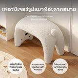 Maxbell Yellow Cat Ottoman Bench, creature Shaped Shoe Stool, Sherpa Upholstered Entryway Seat, Soft Sponge padding, Non-Slip Feet, 41cm Small Modern Accent for Bedroom, Living Room, Hallway Light Pink