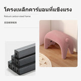 Maxbell Yellow Cat Ottoman Bench, creature Shaped Shoe Stool, Sherpa Upholstered Entryway Seat, Soft Sponge padding, Non-Slip Feet, 41cm Small Modern Accent for Bedroom, Living Room, Hallway Light Pink